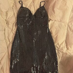 Lulu's Sparkling Black Sequin Mini Dress